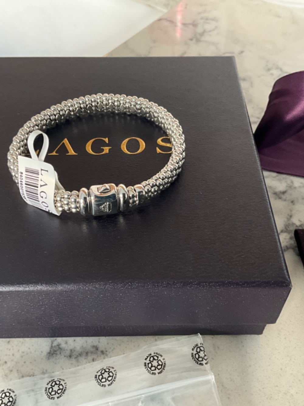 Lagos Silver Caviar Bracelet 9mm in Silver Size Medium (7) - Picture 12 of 12